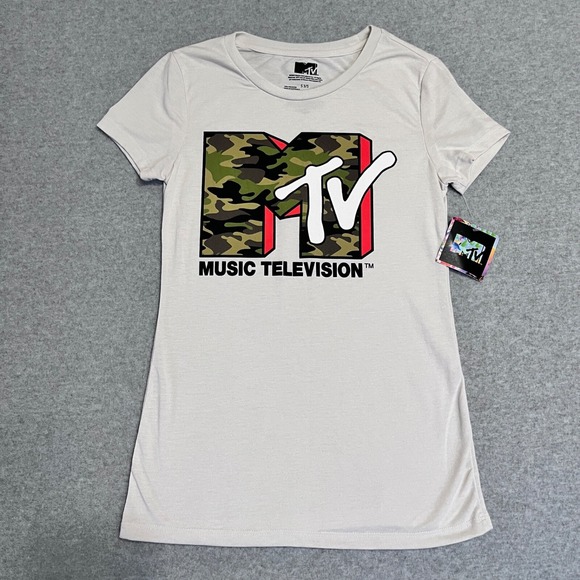 Viacom Tops - MTV Music Television T-Shirt Womens Small Gray Short Sleeve Pullover Y2K New